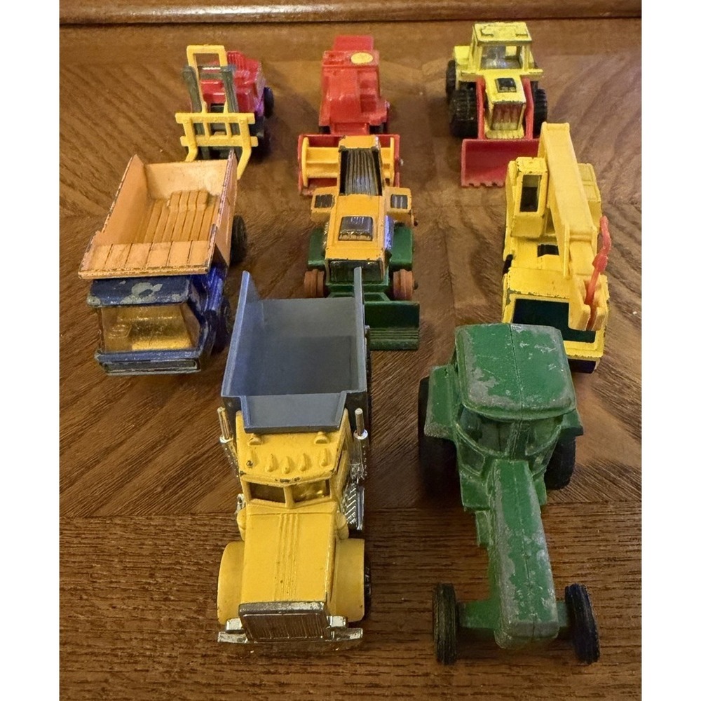 Vintage Matchbox 1980's Construction And Faming Die Cast Cars Lot Of 8